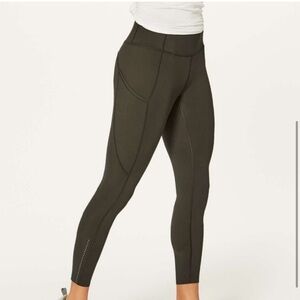 Lululemon Fast and Free Leggings Olive Green Gently Worn Workout pants size 2